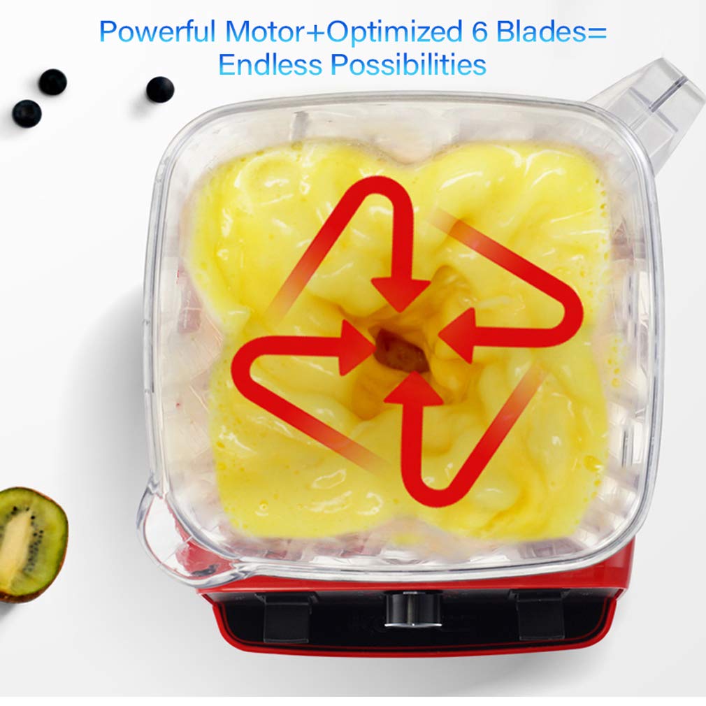 Blender Mixeur Multifonctions, Smoothie Blender Chauffant Blender Mixeur Puissant avec 2200W Mixeur Smoothie Et Milk Shake avec 6 Lames en Acier Inoxydable Et 2L sans BPA Jarre,Rouge
