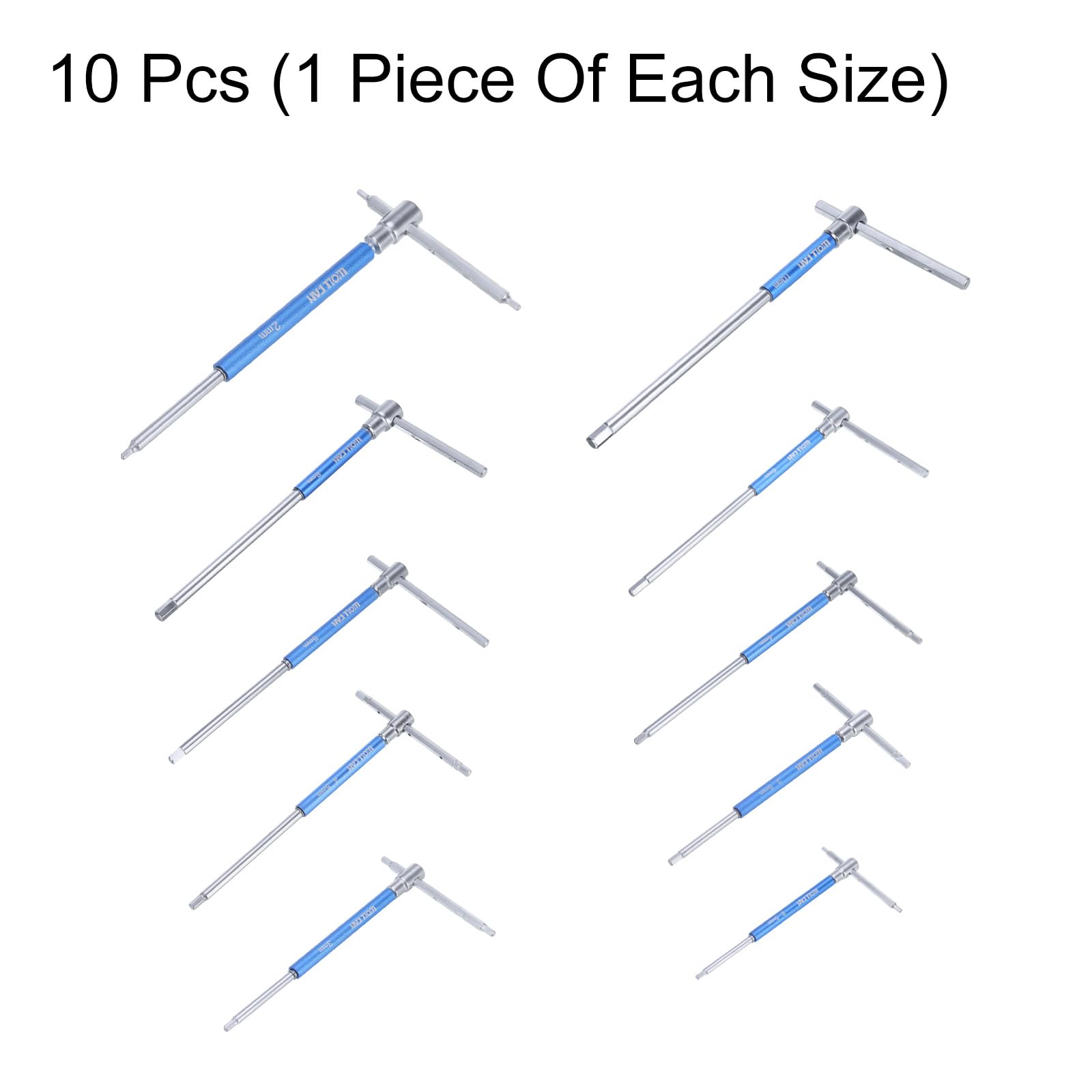 QUARKZMAN 10 Piezas Juego De Llaves Hexagonales Deslizantes Tipo T De 2mm A 10mm Métricas Con 3 Mangos Deslizantes Y Estuche De Almacenamiento Para Reparaciones Del Hogar