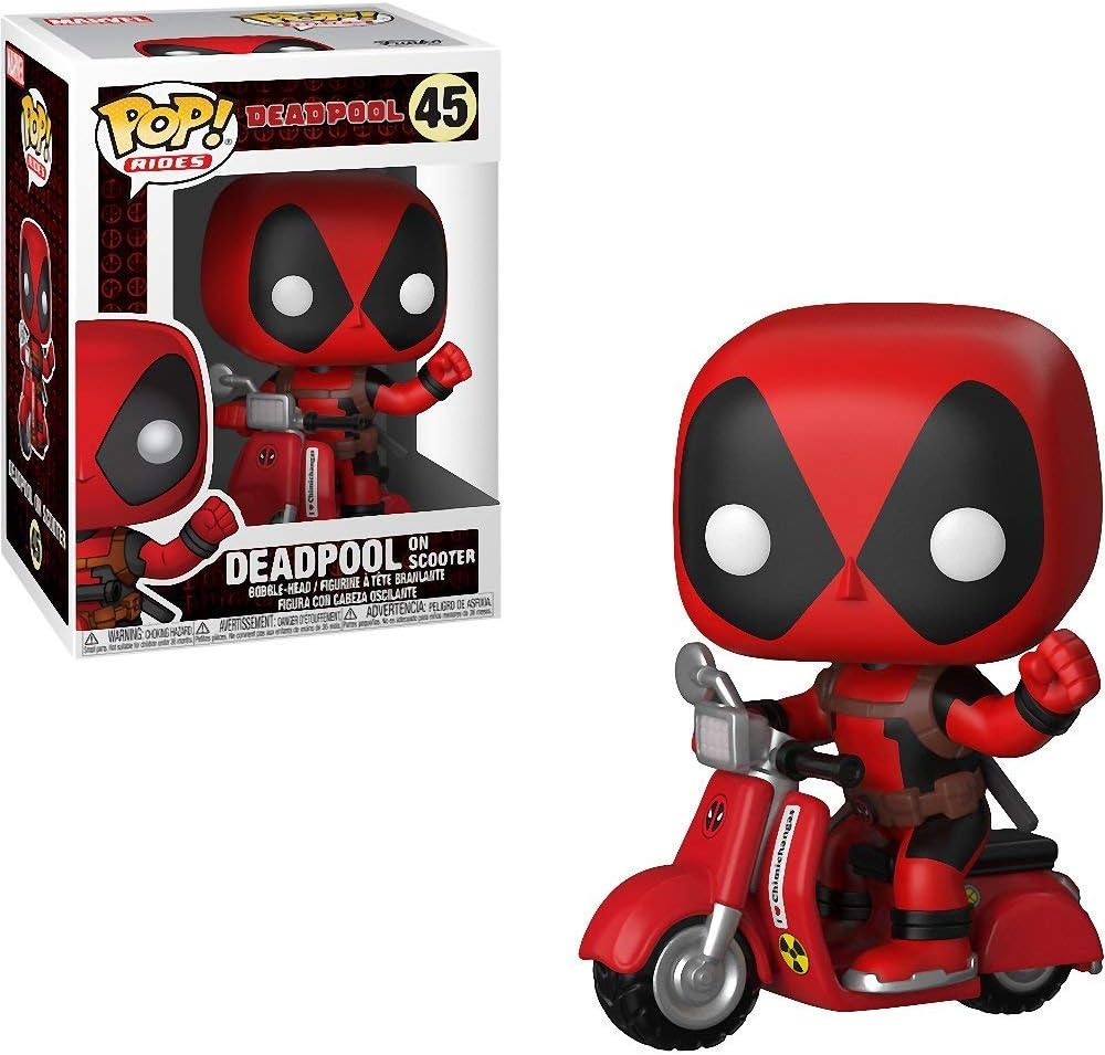 Funko Marvel: Deadpool Parody - Deadpool on Scooter Pop! Rides Vinyl Figure (Bundled with Compatible Box Protector Case) Multicolored 3.75 inches