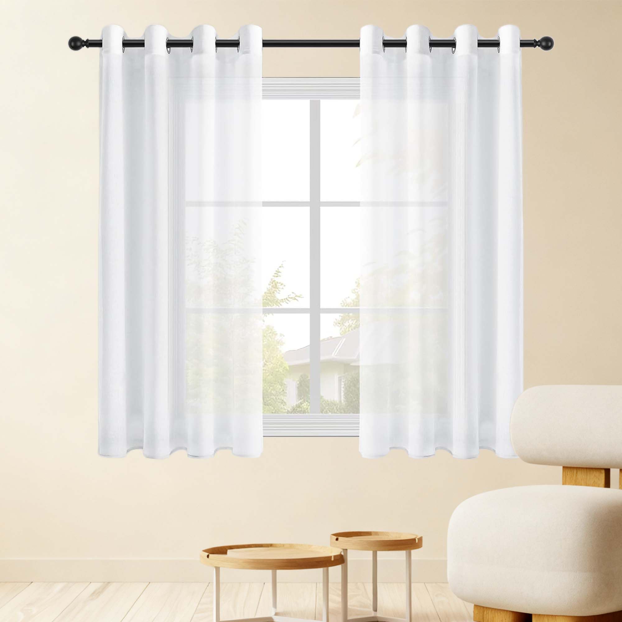 Rideau voilage oeillet blanc 260 x 200 cm translucide anti-UV maison
