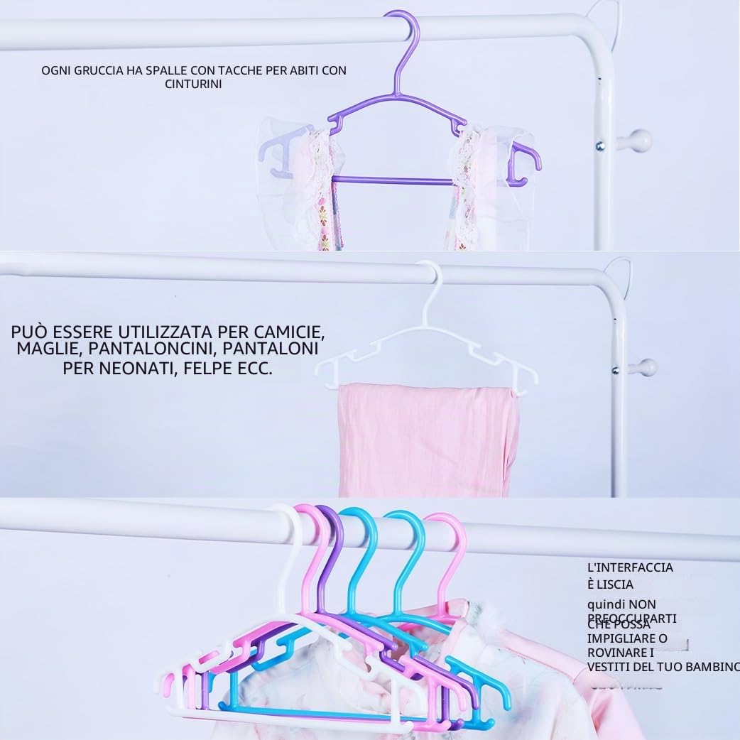 Appendiabiti per bambini in plastica 27 cm set da 40
