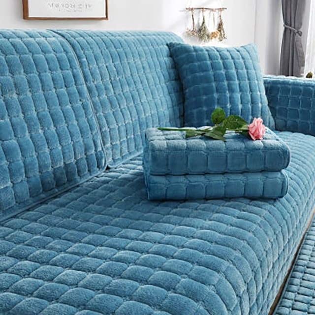 1pc Sofa Slipcover Corner 3/2/1/4 Seater Sofa Cover L Shape Couch Cover Velvet Thick Sofa Protector Anti-slip Reversible Quilted Corner Slipcovers Washable for Sectional Couch ( Color : F , Size : 70x