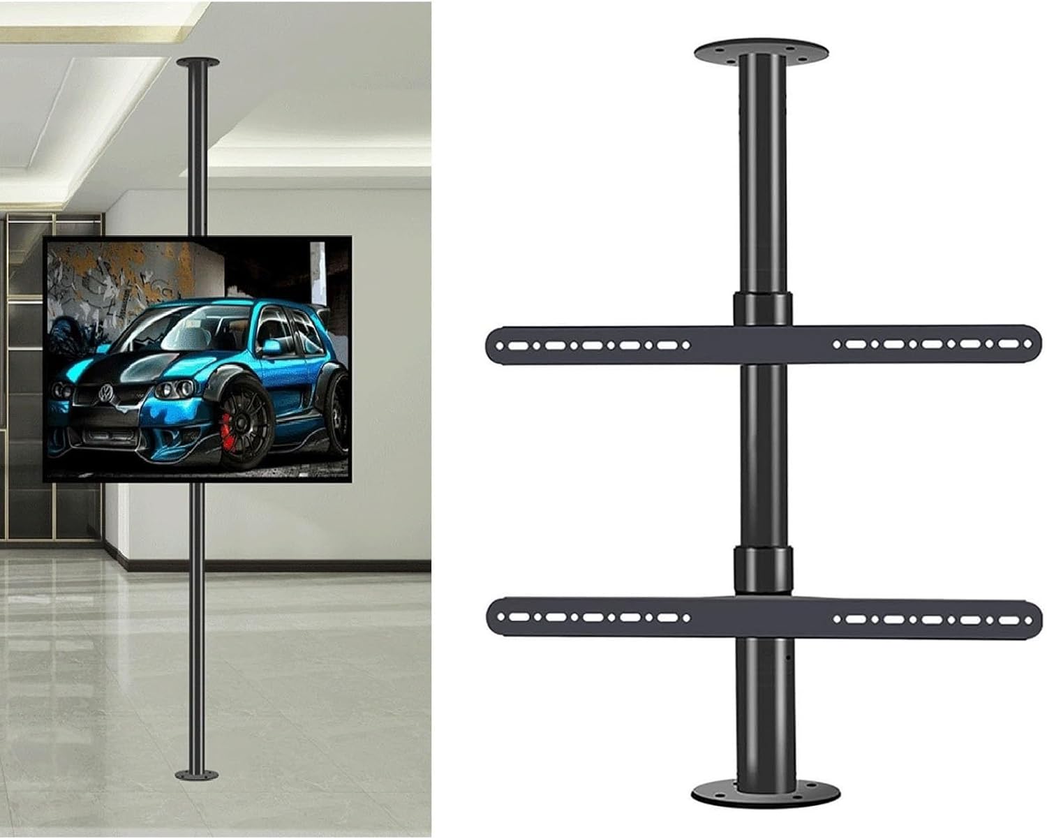 Adjustable TV Mount - Universal TV Wall Bracket - 360 Degree Rotating LCD TV Frame,Suitable for 32-75 Inch TV Ceiling Mount,Rotating Partition Shelf,Rotating Base,Up to 50kg,170,205cm