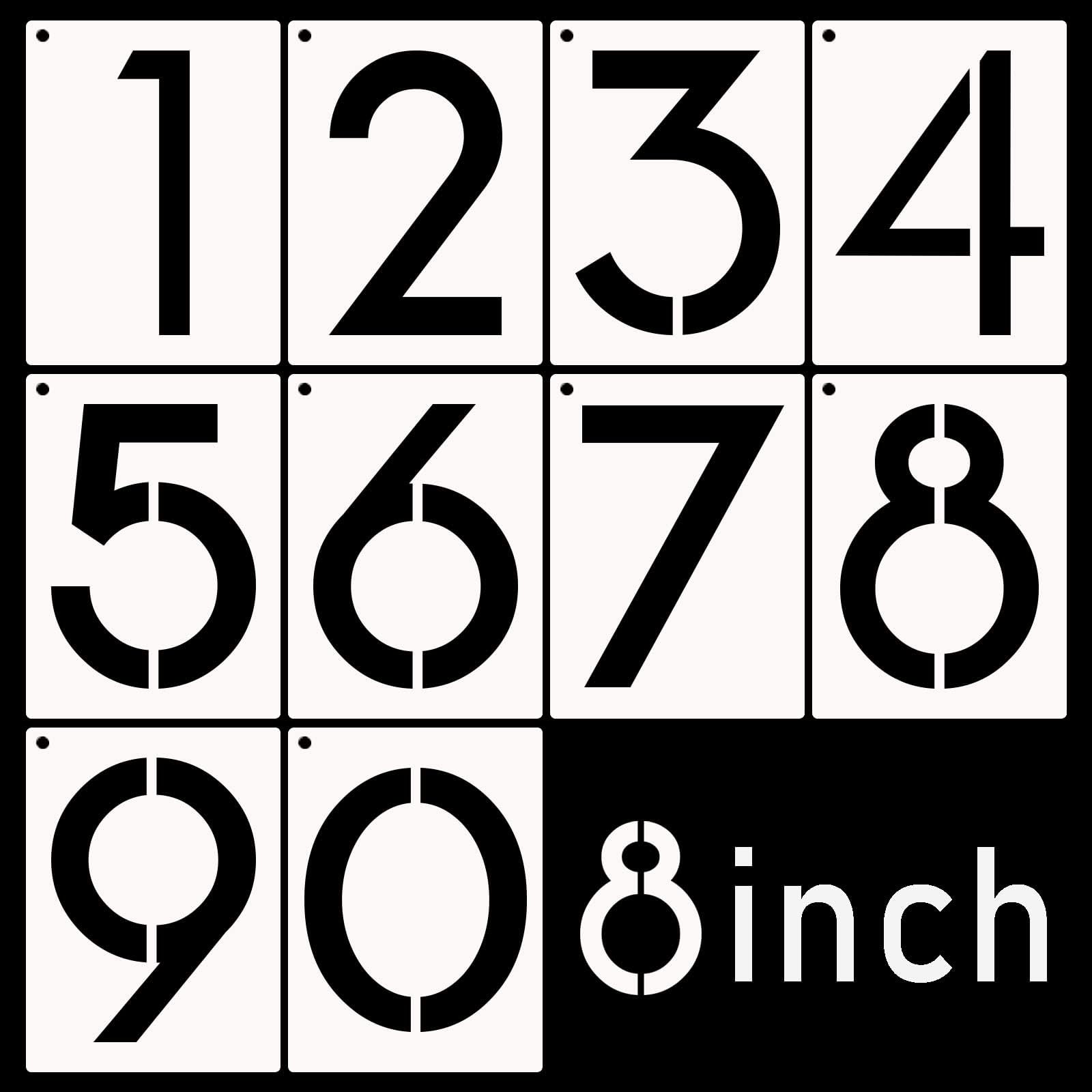 DXCYZ 8 Inch Large Number Stencils Kit 0-9 Address Number Stencil, 10PCS Reusable Plastic Painting Number Templates for Mailbox Signs, Door, Cars, Trucks, Home, Window (8" Tall)
