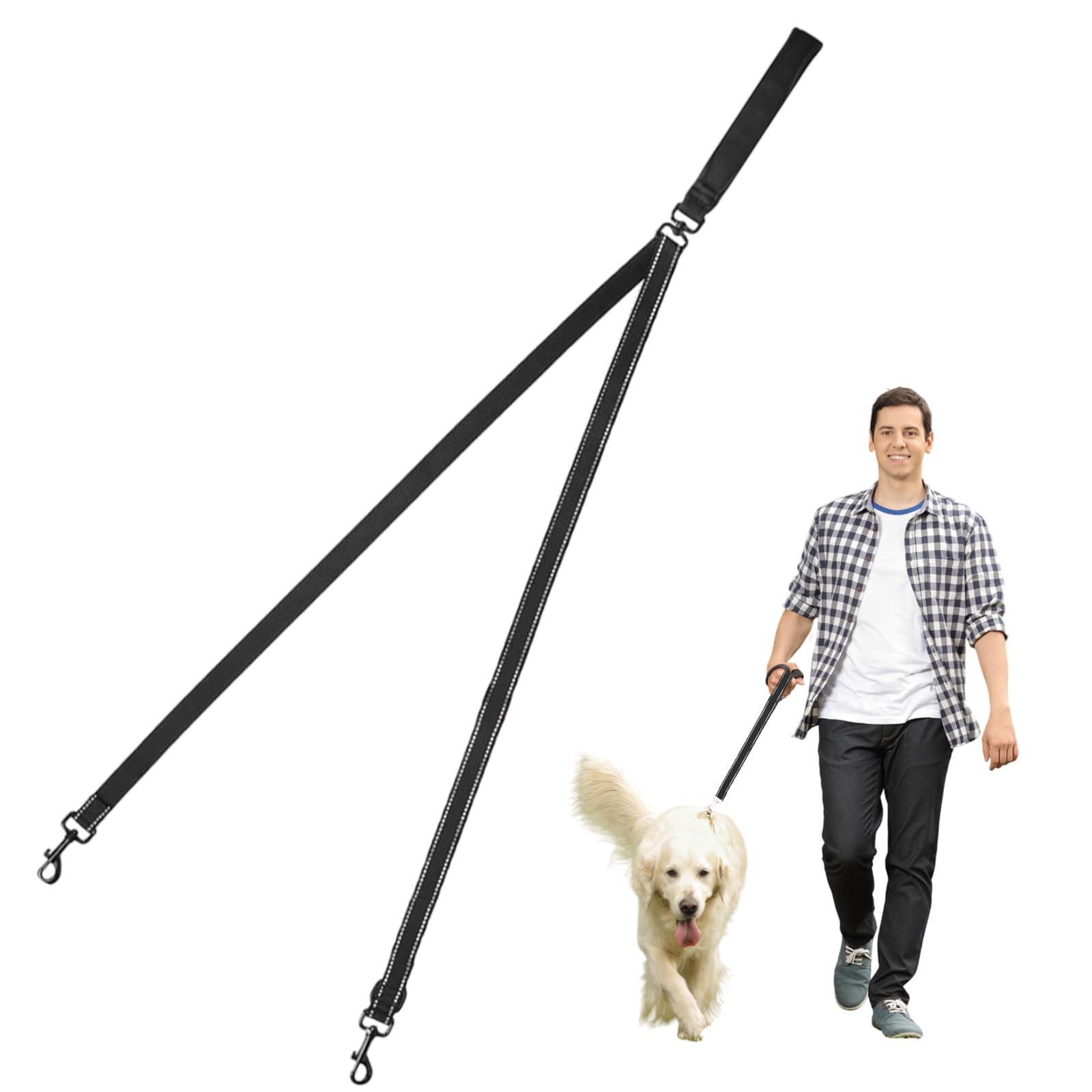 Kighdel Double Ended Lead for Dogs,Double Clip Lead for Dogs,Multi-Function Double Ended Dog Lead,Anti-Pull Two Point Control Dog Leash,Can Be Converted Into a Single Leash for Medium and Large Dogs
