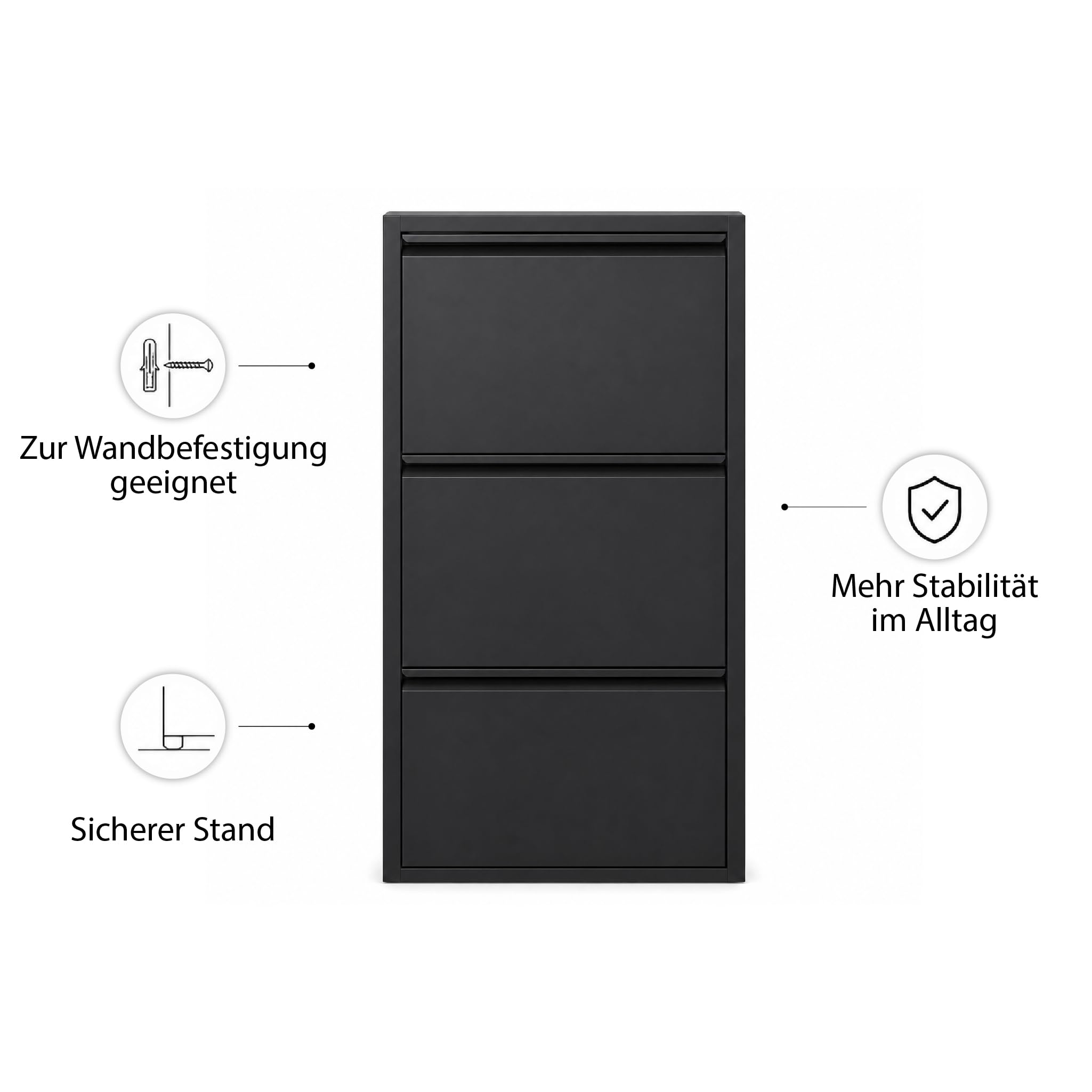 Klapp-Schubladen-Schuhschrank, Aufbewahrungs-Organizer, freistehendes Schuhregal, Wandmontage, Keine Montage (weiß, 4 Schubladen)