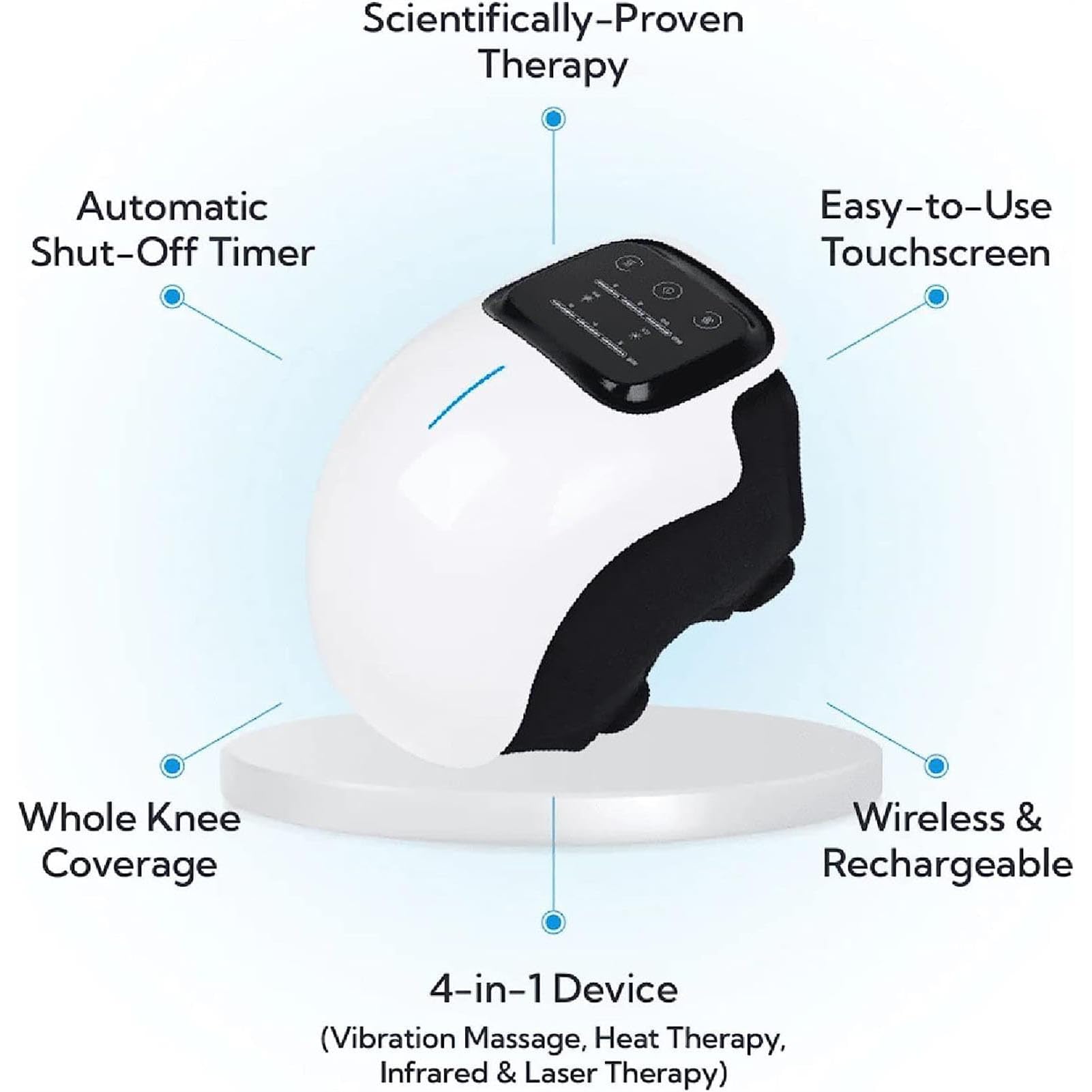 Masajeador de Rodilla, Terapia con Láser y Vibración, con Calor Masaje de Rodilla Inteligente Electrónico Recargable para Lesiones de Dolor en Las Articulaciones de la