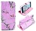 iphone 5/5S Case, Tree Camo Flip Wallet Credit ID Card Slot Holder Phone Case With Stand --Retail Package W Screen Protector --Pink