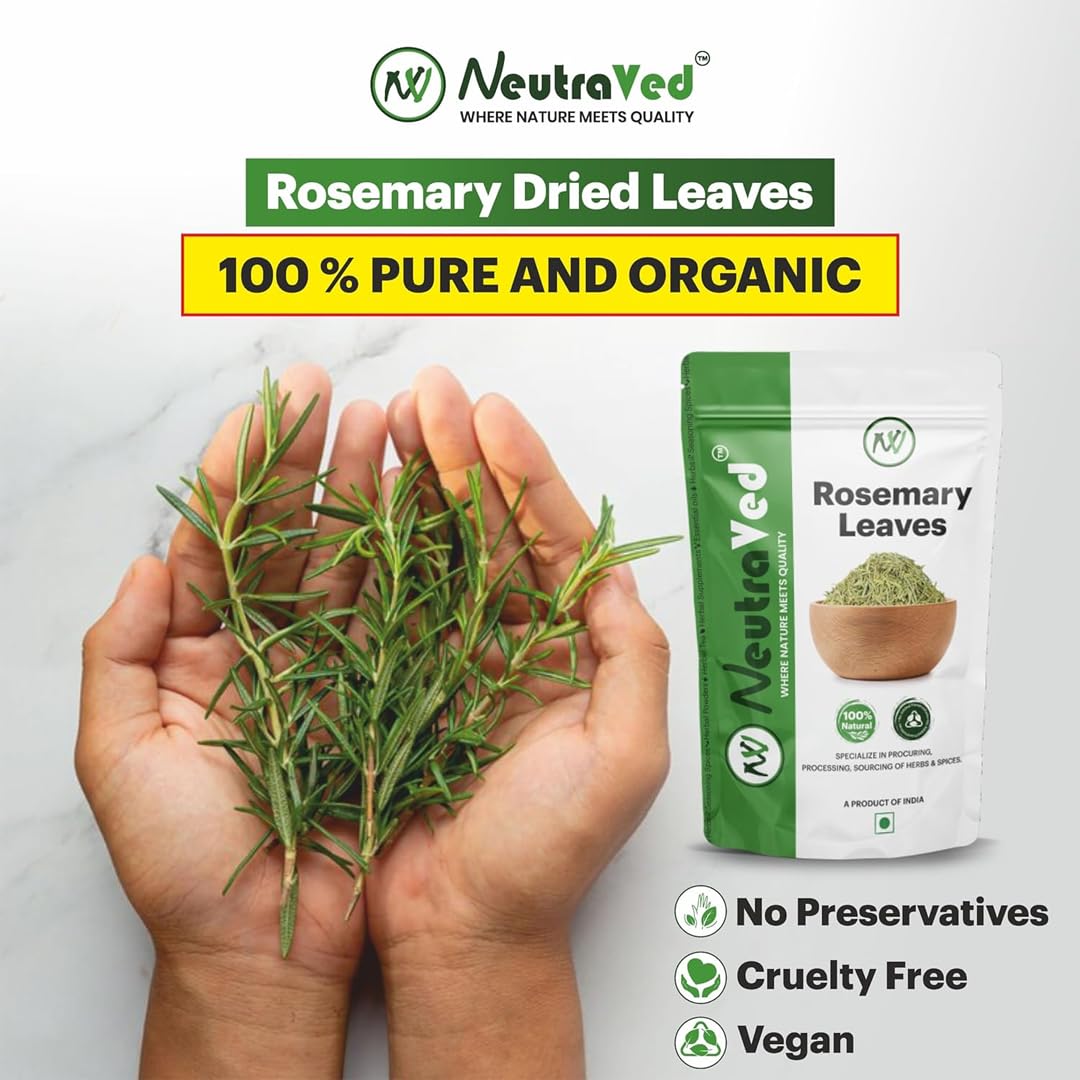 NeutraVed Rosemary Combo Pack - 15ml Rosemary Essential Oil + 100g Rosemery Leaves + Spray Bottle + Wooden Neem Comb + Comb Applicator | Hair Nourishment & Scalp Care Kit | 100% Pure & Natural - Image 2 thumbnail