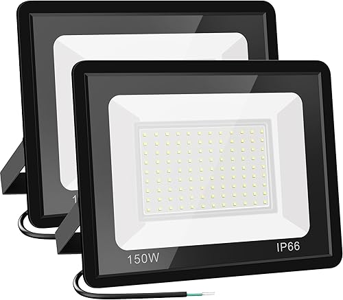 Miniatura 1 de Gopretty Paquete de 2 bombillas LED de 150 W, IP66 impermeables al aire libre, 18000 lm 6000 K, luz blanca diurna, reflectores de seguridad exterior