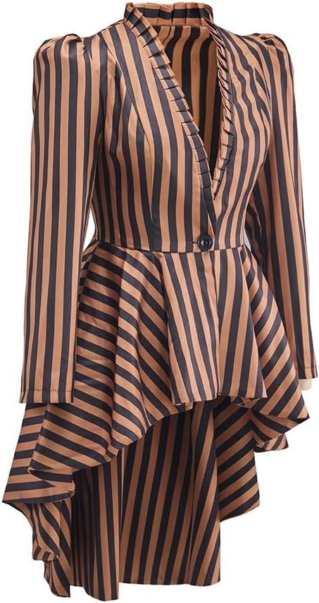 Saniplaycos Women's Steampunk Victorian Jacket Coat Medieval Vintage Gothic Tailcoat Long Sleeve Tuxedo Shirt - Image 2