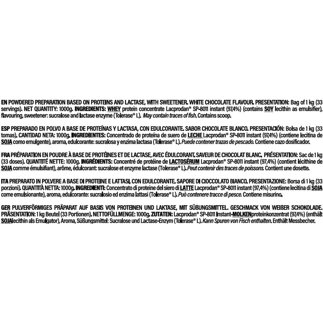 Life Pro Whey 1Kg | Alimento Deportivo, 78% Proteína Concentrado de Suero, Protege Tejidos, Anticatabolismo, Crecimiento Muscular y Facilita la Recuperación (1 kg, BAG WHITE CHOCOLATE)