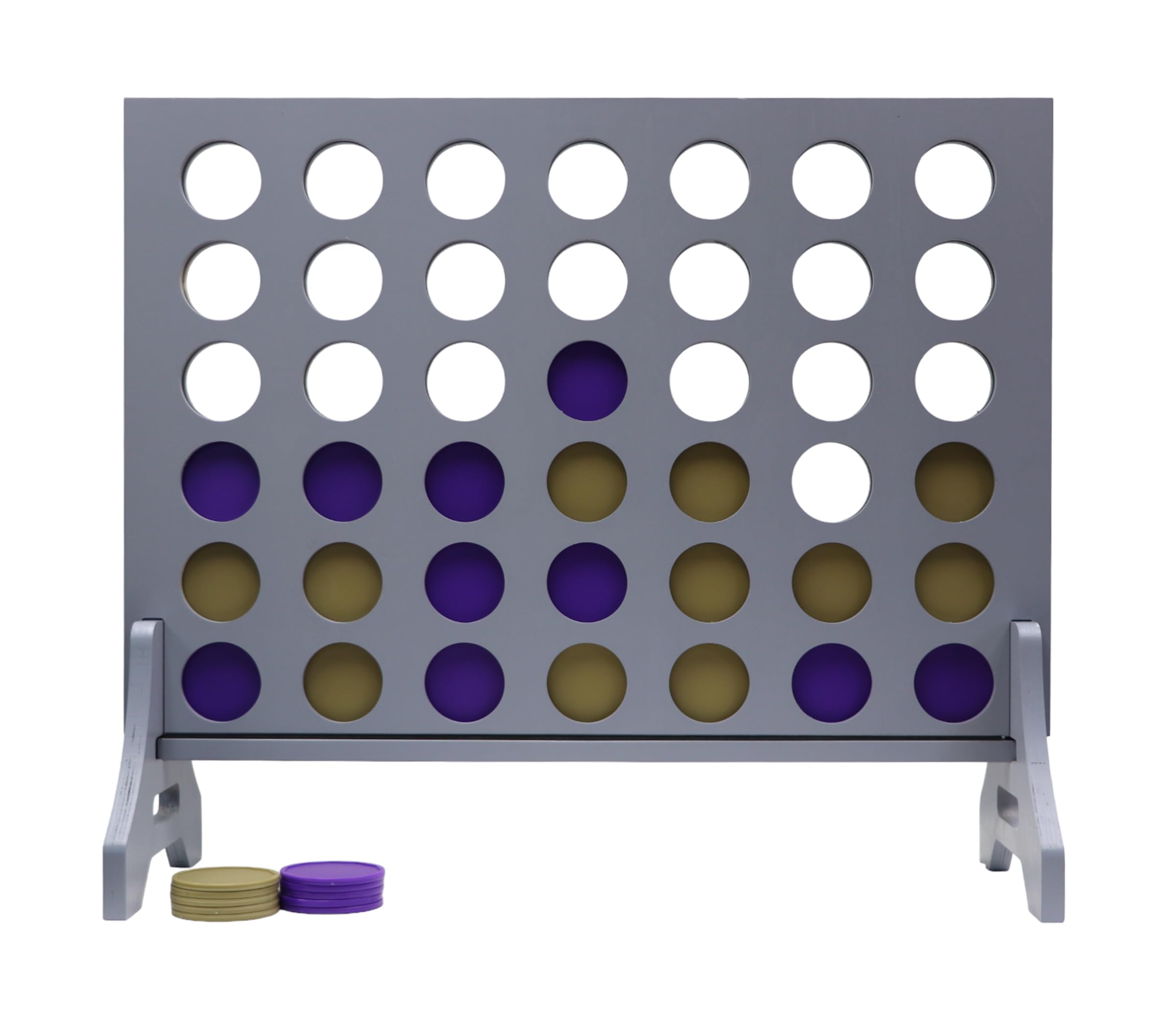 Giant 4 in a Row Game for Family &amp; Adults – Tailgating Pros Jumbo Grey Wooden Four in a Row Indoor &amp; Outdoor Yard Game for Family Party Fun, Portable Activities for Patio, Backyard, and Camping