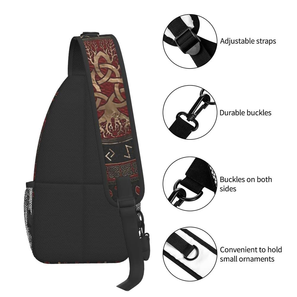 Sac Taille Bandoulière Viking pour Hommes, Sac Poitrine Imprimé Nordique Sac bandoulière Sport Voyage Gym Entraînement Déplacements