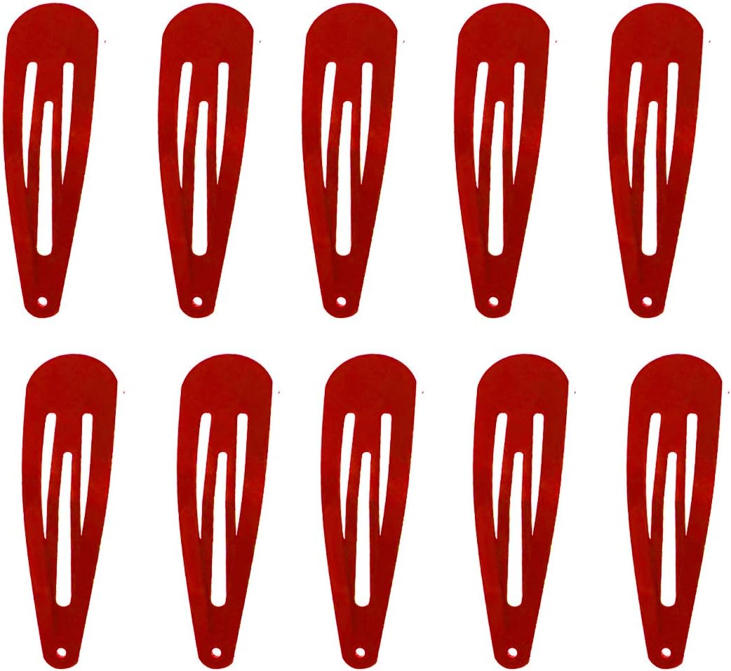 50 Pack of Snap Hair Clips Hair Barrettes for Kids, Girls and Women, 50 mm (Red)