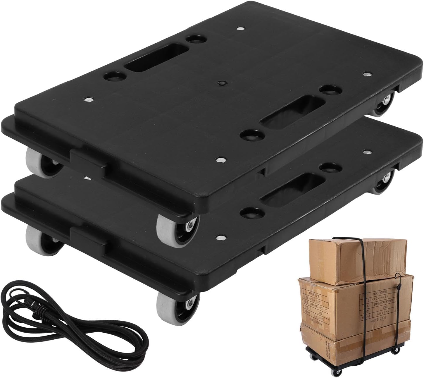 2 Pack Furniture Dolly, 4 Wheels Small Flat Dolly