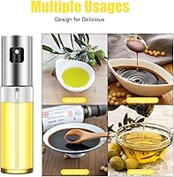 Vista 2 de Pulverizador de aceite de oliva, rociador de aceite de vidrio transparente de grado alimenticio, botella de aerosol portátil, dispensador de aceite