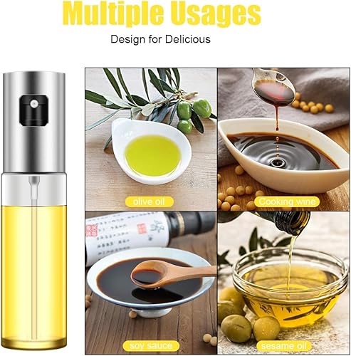 Miniatura 2 de Pulverizador de aceite de oliva, rociador de aceite de vidrio transparente de grado alimenticio, botella de aerosol portátil, dispensador de aceite