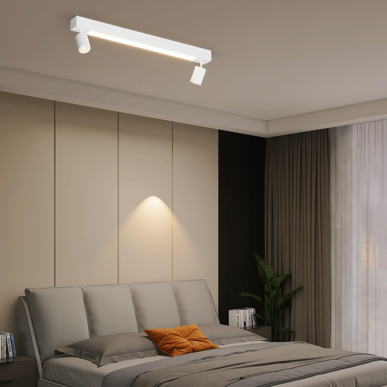 Klighten Lampara Techo con 2 Focos, 28W 2070 Lumen LED + 2 GU10 Casquillo, Focos de Techo Ajustables Moderno, Plafón Focos para Salon, Dormitorio, Cocina, Biacno, Bombilla GU10 no Incluida