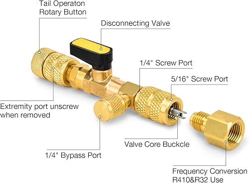 Miniatura 3 de Stanbroil Herramienta instaladora de núcleo de válvula con puerto de doble tamaño de 14 y 516 pulgadas, herramienta de válvula Schrader para