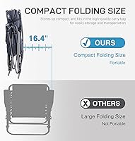 Vista 5 de EVER ADVANCED Silla de camping plegable extragrande con balanceo, silla de columpio portátil acolchada para patio, césped y exteriores, silla de Gris