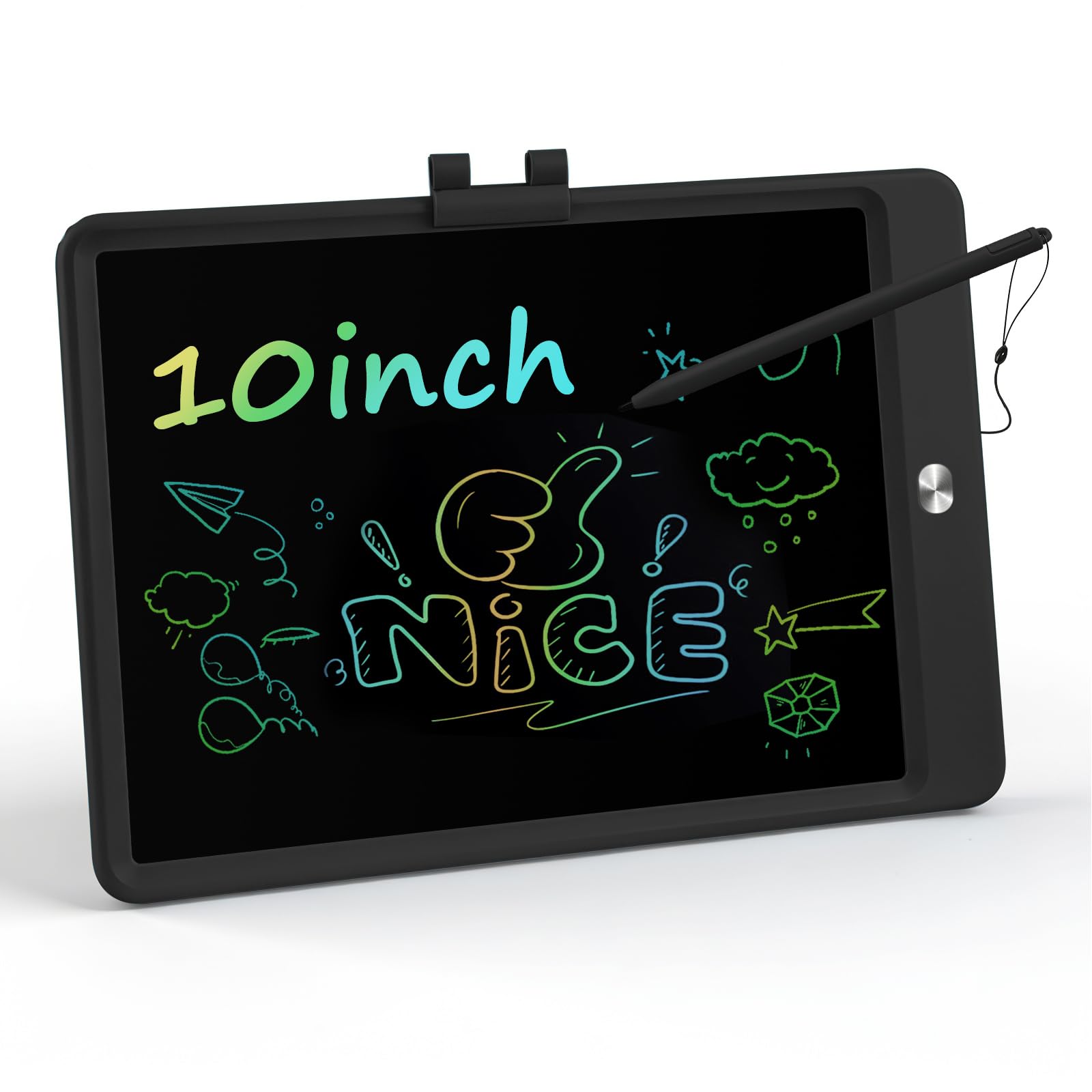 QIAOBUQI LCD Writing Tablet for Kids, 10 InchPortable Colorful Drawing Tablet, Toddler Drawing Pads, Travel Learning Toys for Kids Ages 3.4.5.6.7.8, Erasable Reusable Doodle Board (Black) — image 1