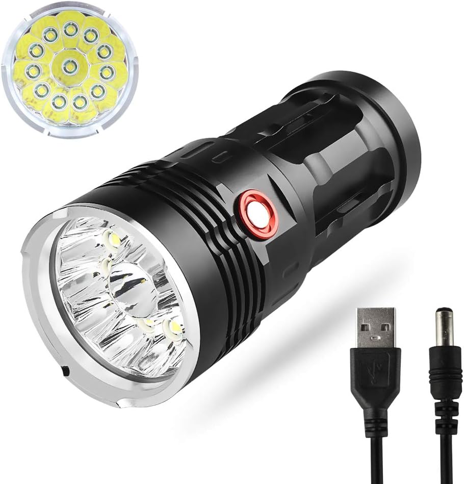 iVict 10000 Lumens Flashlight - 12 LEDs Super Bright Rechargeable Flashlights 3 Mode Flashlight Water Resistant, Handheld Flashlights, Best Camping, Outdoor, Emergency, Everyday Flashlights