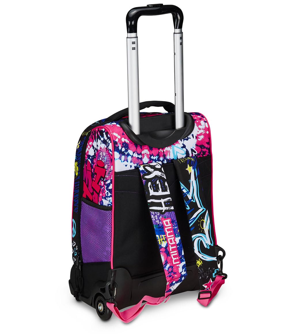 Mitama Trolley DR Junior Scuola Hey Dye,Con Mega Scomparto e Doppia Maniglia, Rosa e Nero, Scuola Elementare e Tempo Libero, Bambina Ragazza