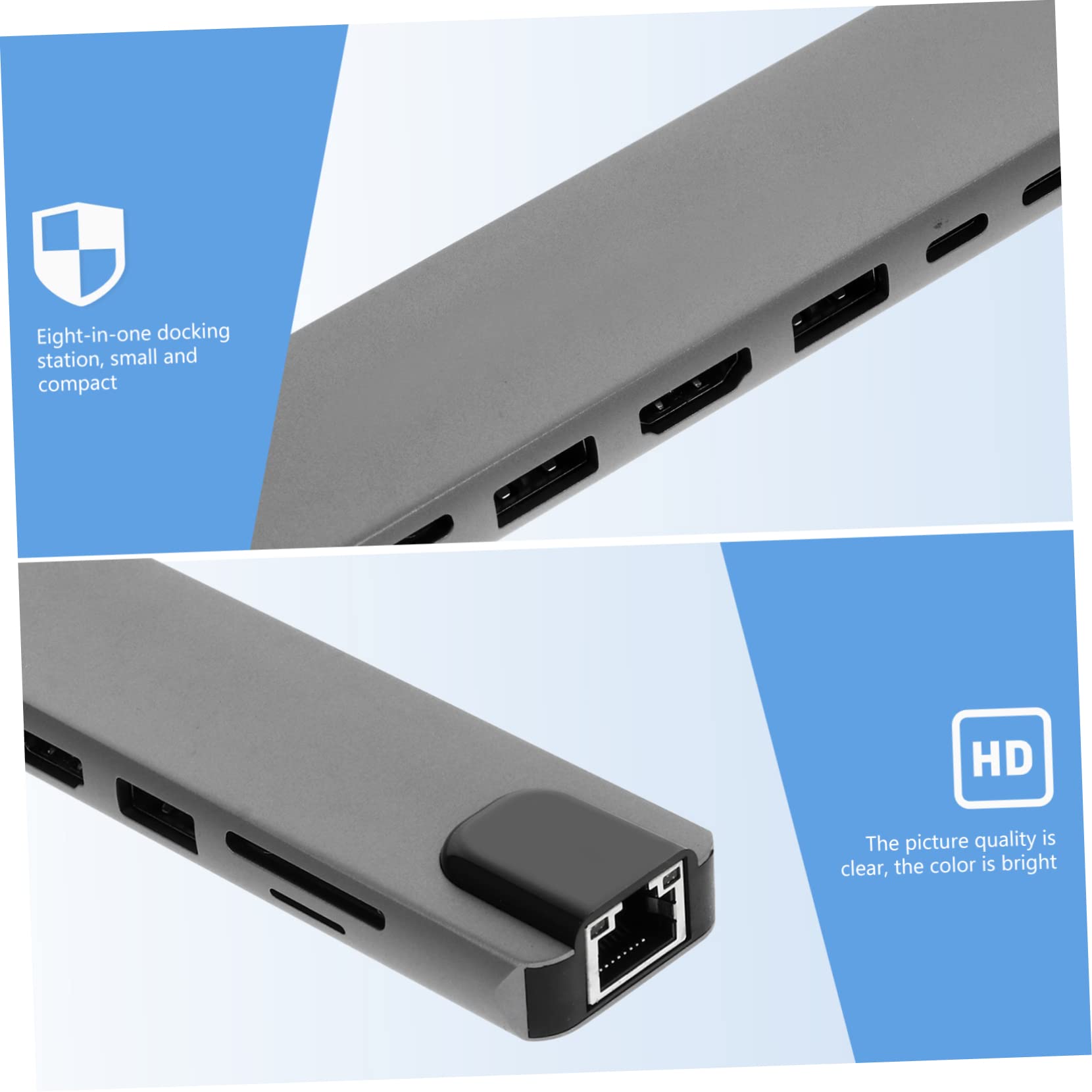 Adattatore Tipo C Jack USB Multiporta in Lega di Alluminio, Dock Station Compatta Otto senza Driver, per Computer e Laptop