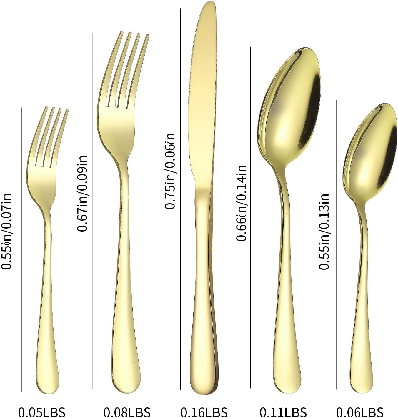 Gold Silverware Set 12 Stainless Steel Flatware Set 60 Piece Spoon Fork Knives Round Wide Handle Proper Weight Dishwasher Safe Gatherings Festival Parties