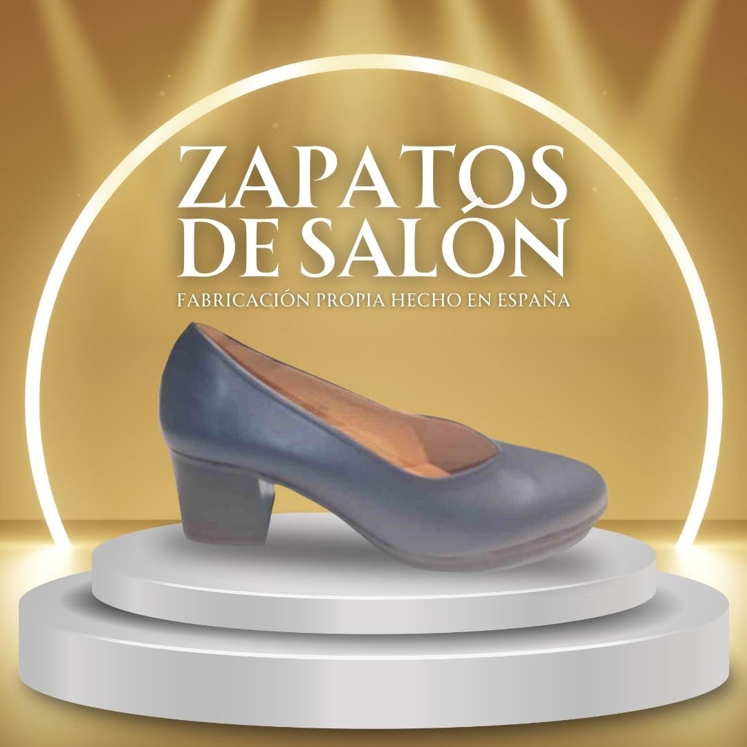 Zapatos de Salón Mujer Belona, Cómodos 24 Horas para Azafatas, Trabajo. Calzado de Piel Fabricado en España Tacón Medio