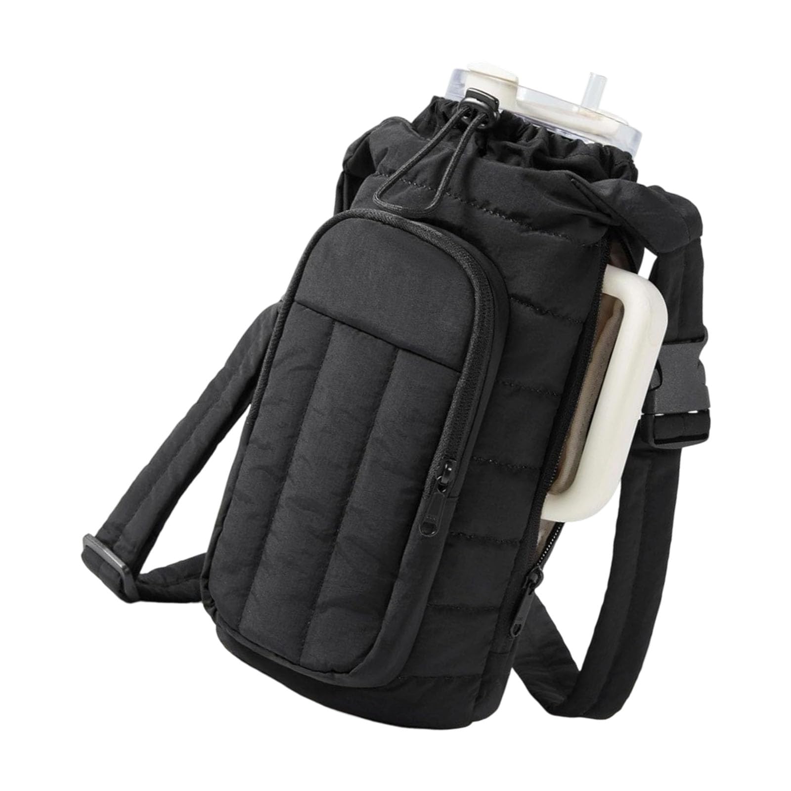 Piceioep Portable Thermal Insulated Water Bottle Carriers Crossbody Bag Large Capacity Outdoors Hiking Sturdy Fabric Travel Accessory Waterbottle Holder with Strap