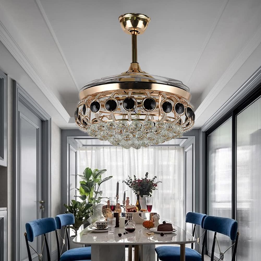 Greatest Product Modern Fandelier with Remote, 42” Retractable Ceiling Fan with Light, Indoor Chandelier Ceiling Fan 3 Speeds 3 Colors Lighting Fixture Stylish Furniture Best Deal Modern Fandelier with Remote, 42” Retractable Ceiling Fan with Light, Indoor Chandelier Ceiling Fan 3 Speeds 3 Colors Lighting Fixture Stylish Furniture