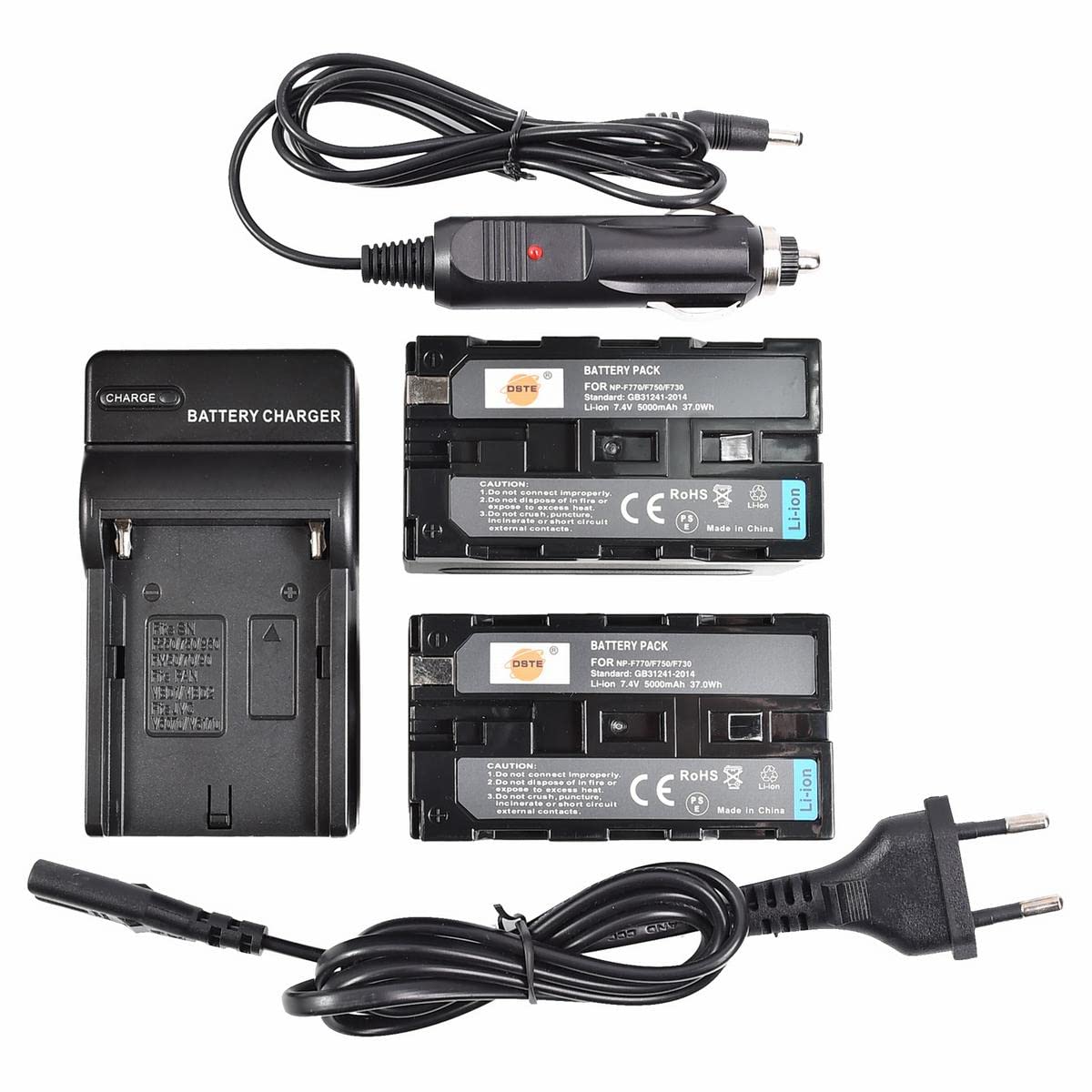 DSTE 2PCS NP-F750 Batterie and Caricabatterie Compatibile per Sony DCR-TRV820 CCD-SC55 DCR-TRV9 CCD-TR3 CCD-TRV82 DCR-TRV900