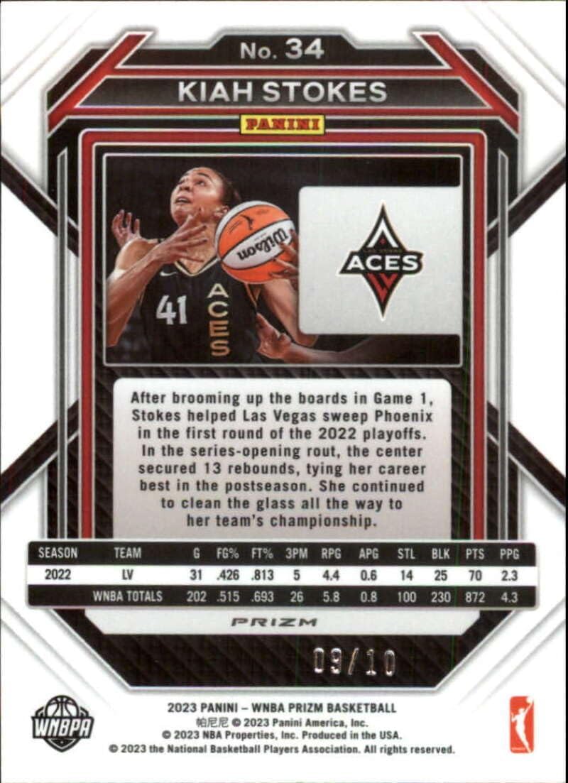 2023 Panini WNBA Prizm Basketball Prizms Gold #34 Kiah Stokes S10 Las Vegas Aces Official Trading Card (Stock Photo may be shown, card in Near Mint to Mint Condition)