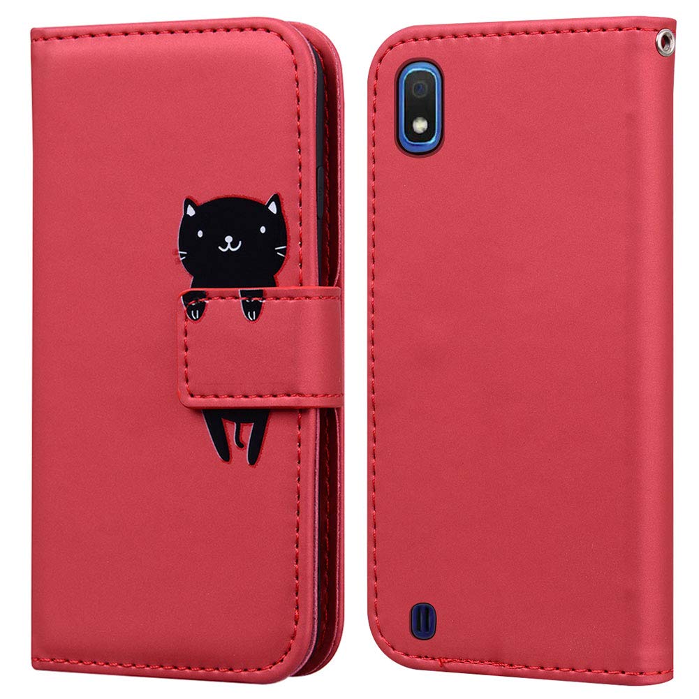 Avizar, Custodia Kitty Cat per Samsung S23 con portafoglio e tracolla, rosso