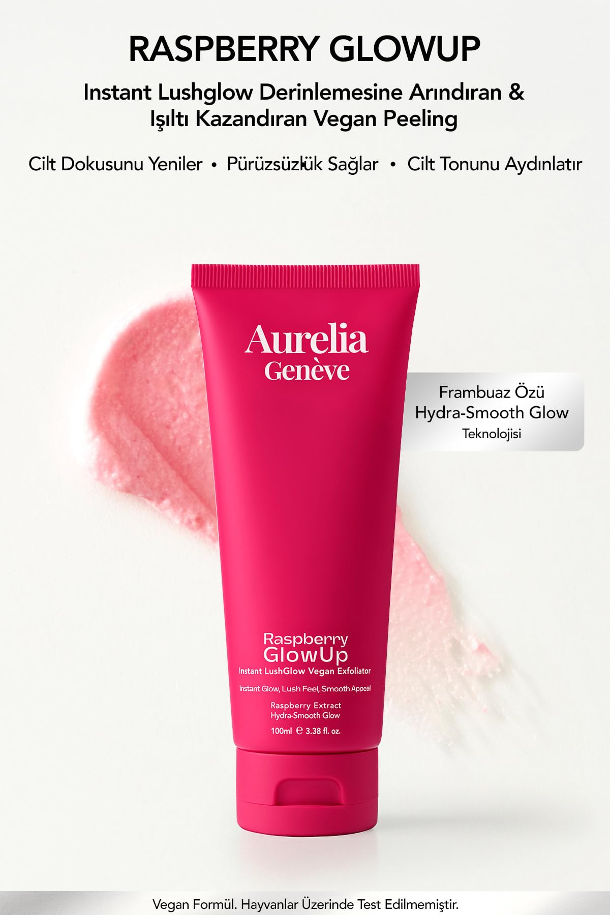 Raspberry Glowup - Instant Lushglow Vegan Exfoliator Yüz Peelingi