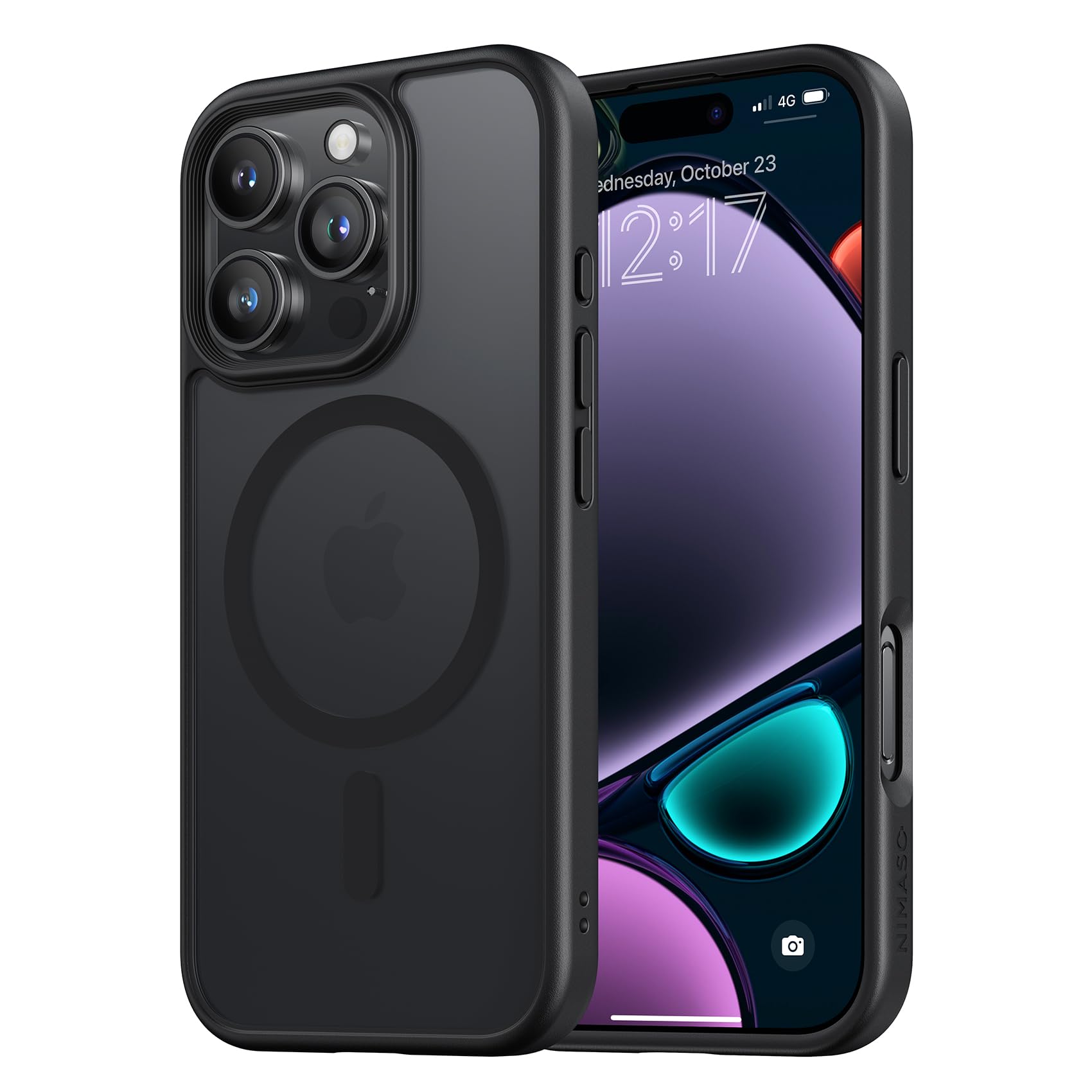 NIMASO for iPhone 16 Pro Max Case,Compatible with MagSafe,Shockproof Military-Grade Protection Cover, Slim Anti-Yellowing Megnetic Translucent Matte Phone Case for iPhone 16 Pro Max (6.9 inch), Black