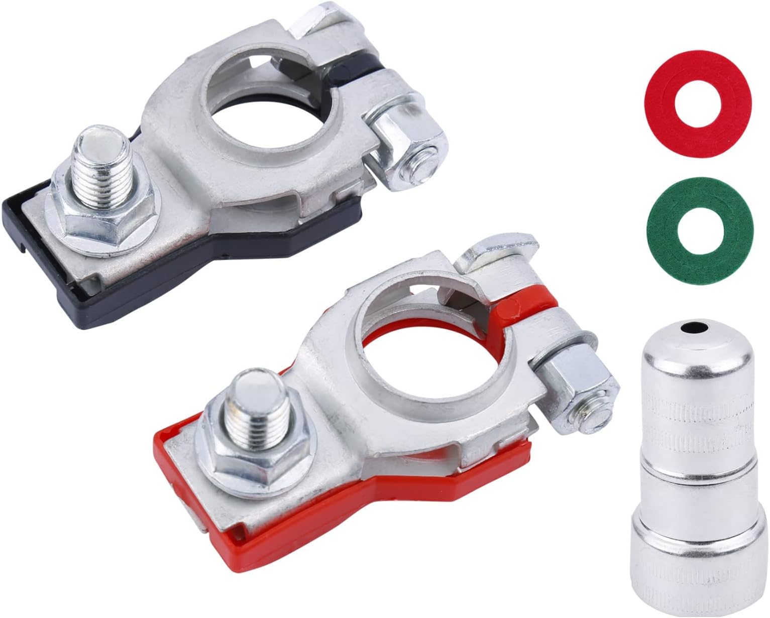 Battery Terminal Connectors(1 pair), Positive & Negative Auto Battery Cable Terminal Top Post With plastic bottoms(Copper Tinned),Fit For Nissan 243407F000,243407F001 Altima Murano etc