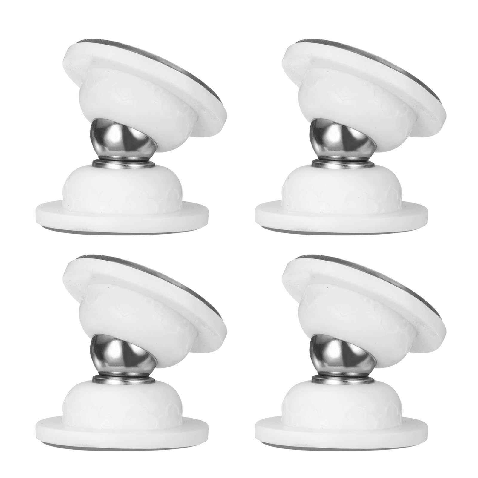 sourcing map 4Pcs 1.9" Magnetic Door Stopper, Soft Silicone Magnetic Doorstops for Wall and Floor Mounting, No Drilling Door Holder with Adhesive for RV Baggage Doors, Home, Office, White