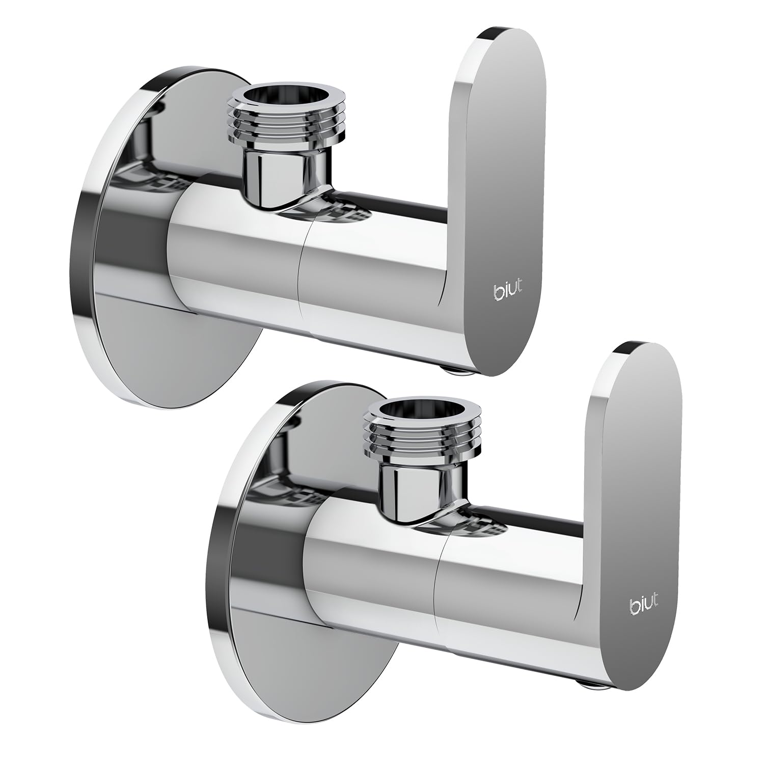 BIUT Angle Valve One Way Quarter Turn Stop Cock with Wall Flange & Chrome Finish Leak Free Seal Brass Valves for Hot/Cold Water Bathroom Wash Basin Geyser (Pack of 2) (B0D3F5V32G) Amazon Price History, Amazon Price Tracker