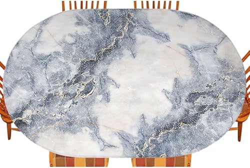 ESFVRG Mantel ajustable ovalado de mármol, para cocina, comedor, fiesta, vacaciones, Navidad, bufé, se adapta a mesas de 42 x 60 pulgadas