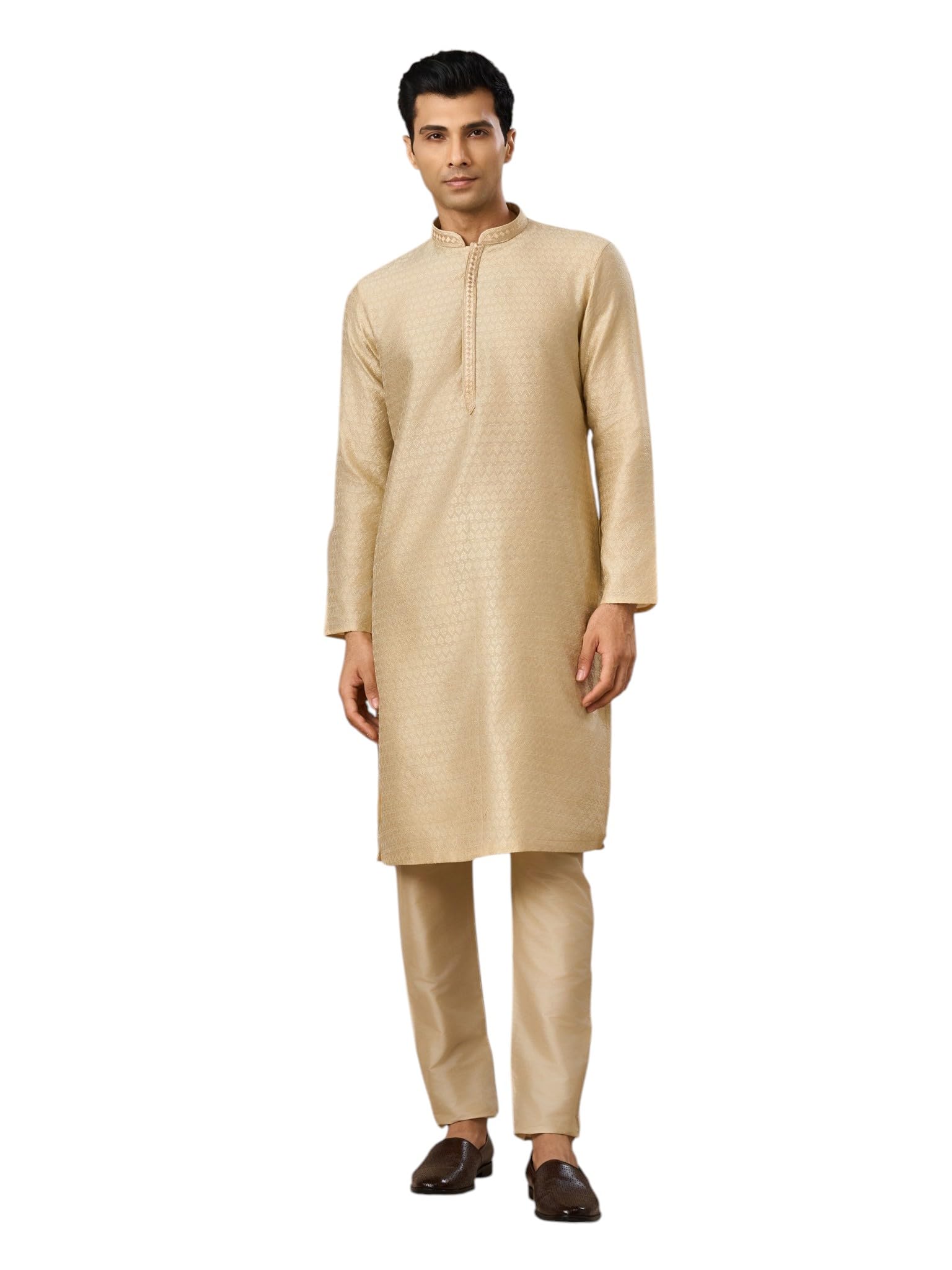 Men's Art Silk Self-Textured Buttoned Kurta Pyjama Set (2pcs)-image-21