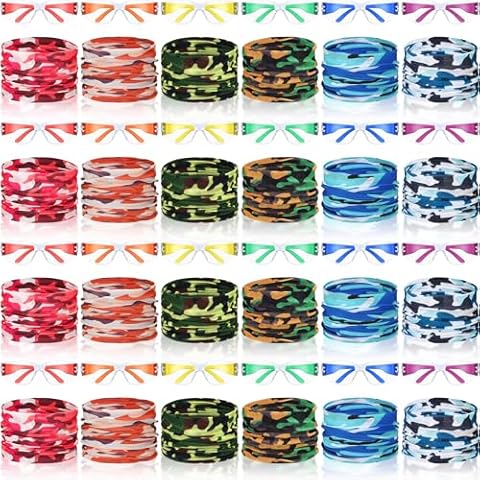 Xtinmee 48 Pcs Gun Party Supplies for Boy and Girls Includes Safety Glasses and Face Mask for Children Birthday Party Favors Teams Accessories(Multicolor) Cover