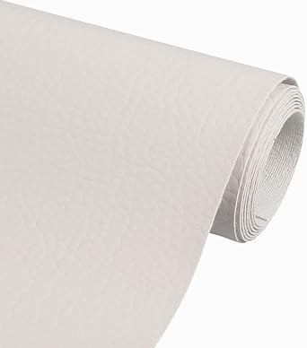 Faux Leather Vinyl Upholstery Fabric by The Yard 55" W Soft Synthetic Leather Material Sheets for Furniture Marine DIY Crafts Sewings, 1 Yard 36" Beige