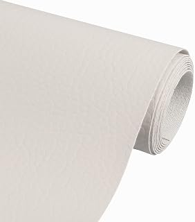 Faux Leather Vinyl Upholstery Fabric by The Yard 55" W Soft Synthetic Leather Material Sheets for Furniture Marine DIY Crafts Sewings, 1 Yard 36" Beige