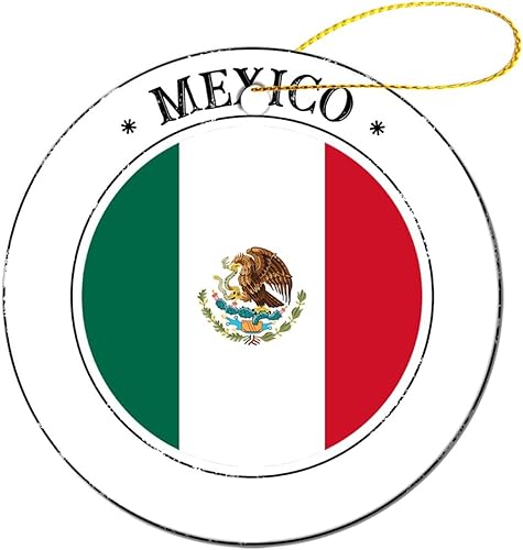 Adornos de Navidad con la bandera de México, recuerdo colgante para árbol de Navidad, adorno de porcelana de doble cara, regalo para amigosamigo de