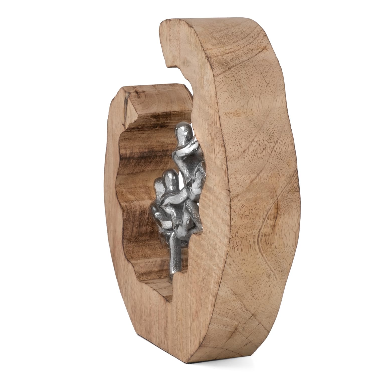 Moritz Skulptur One Rope Teamwork 24 cm Mangoholz Aluminium – Dekofigur | Handgefertigtes Unikat aus Holz und Metall, Symbol für Zusammenhalt, für Kollegen, Team und Chefin