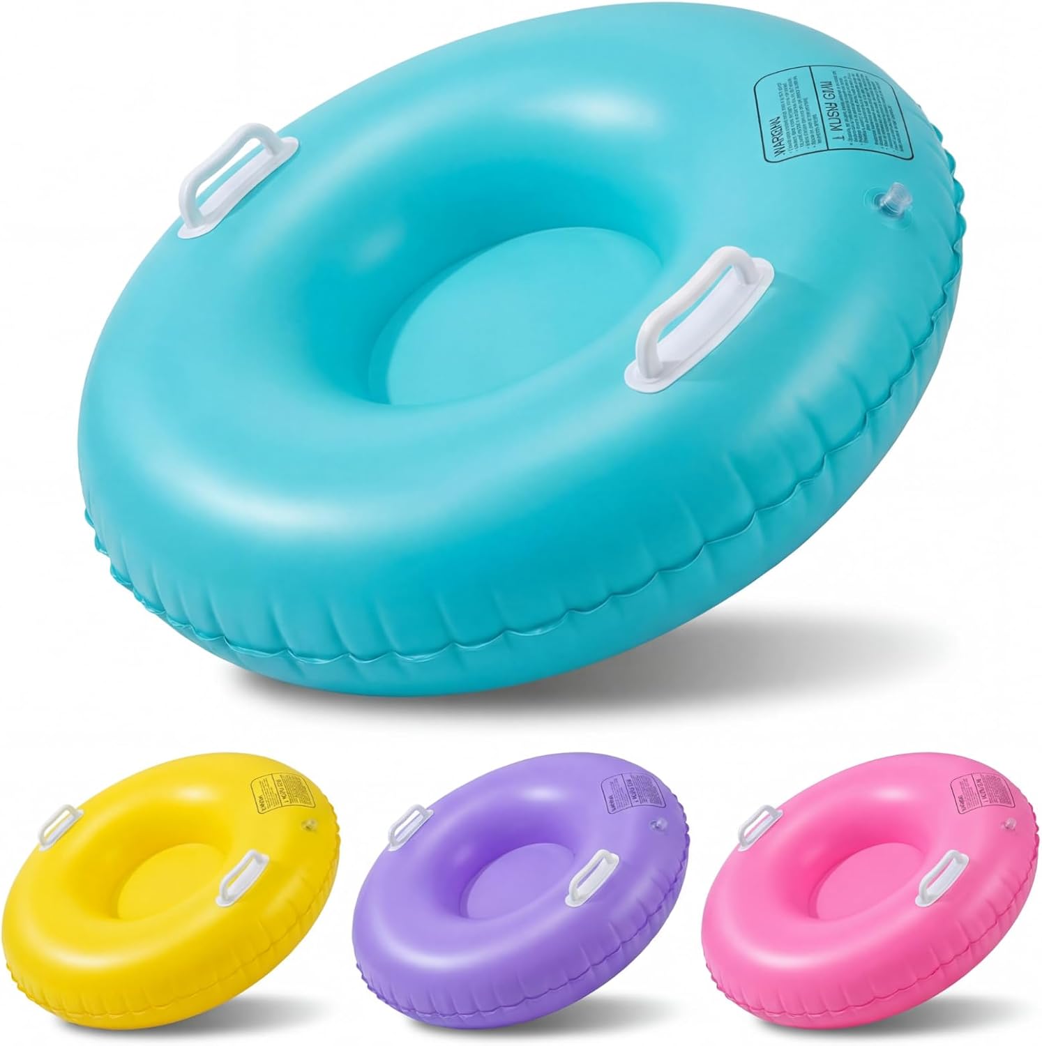 Shappy 4 Pack 36'' 40'' 47'' Snow Tube Inflatable Snow Sleds Heavy Duty Sleds Adults for Winter Outdoor Sports Toboggan with Handles Thickened Bottom