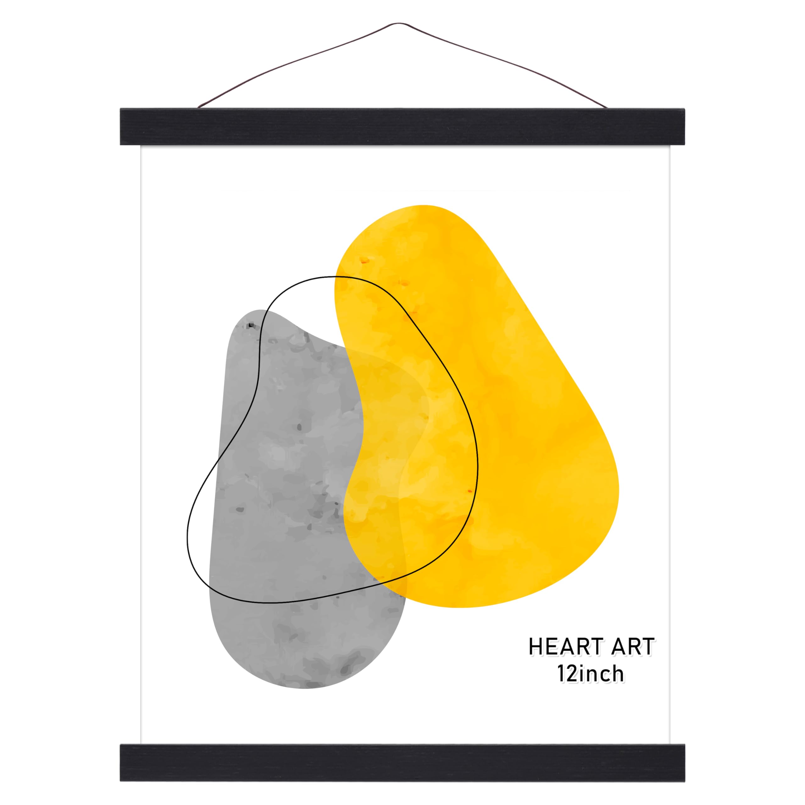 HEART ART Magnetic Poster Hanger Frame,12x16,12x18,12x24 Poster Frame Wood Wooden Magnet Hanging Kit for Walls Map Canvas Artwork (Black,8”)